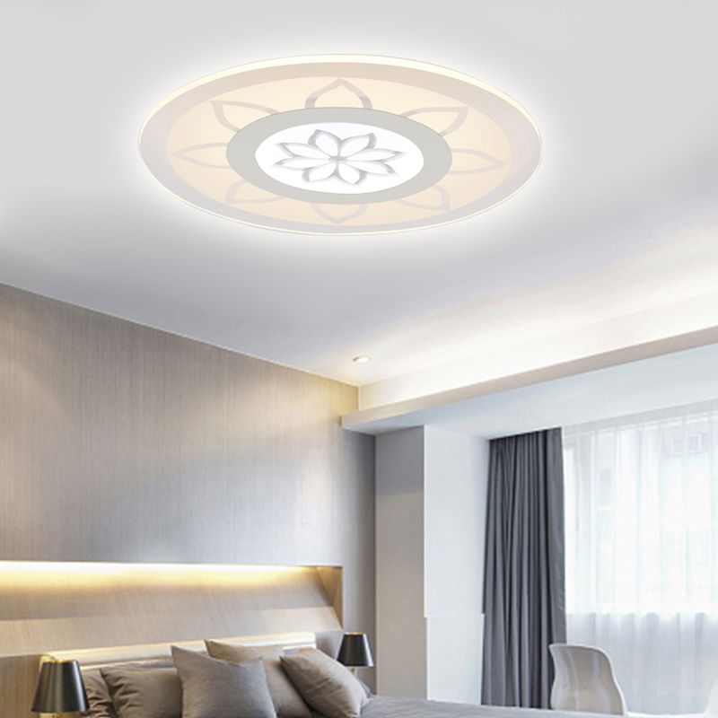 Lámpara empotrada de techo LED blanca contemporánea con montaje empotrado de acrílico Blossom en blanco cálido/blanco, 8"/16.5"20.5" de ancho