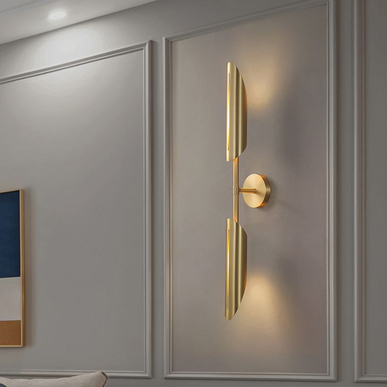 Shaded Bedroom Wall Mount Light Metal Modern Style Sconce Light Fixture in Coppery