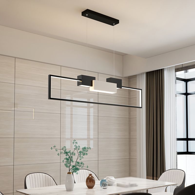 Luces colgantes de forma de rectángulo de estilo contemporáneo accesorios de iluminación de metal