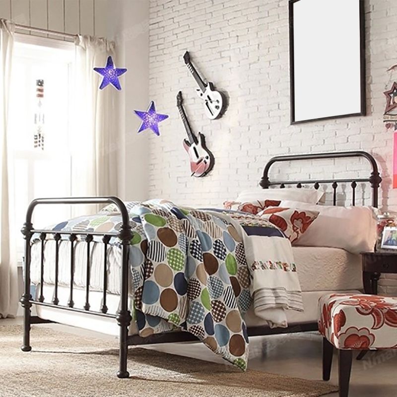 Industrial Open-Frame Bed Metal Slat Bed With Custom Gold Legs