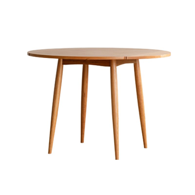 Modern Solid Wood Drop Leaf Round Top Dining Table with 4 Legs