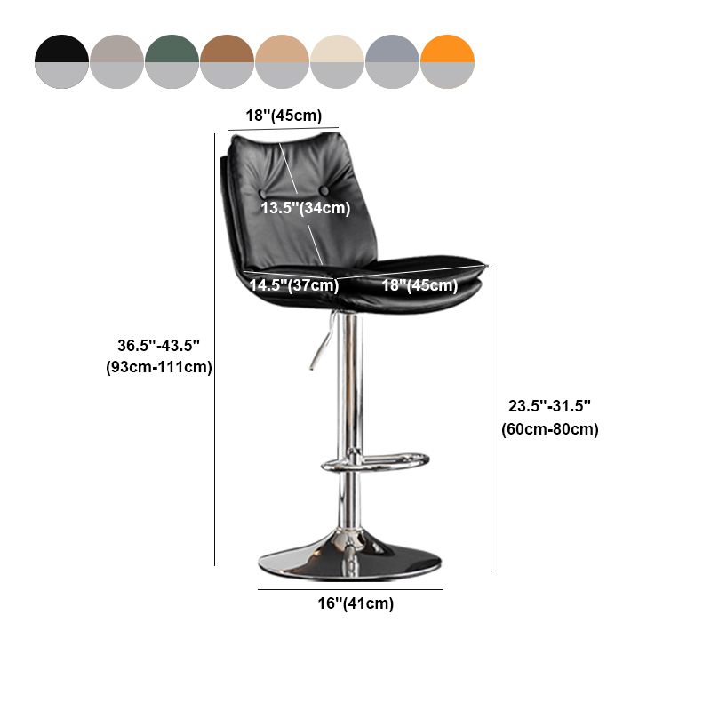 Scandinavian Metal Stool Faux Leather Upholstered Counter Stool in Matte Finish