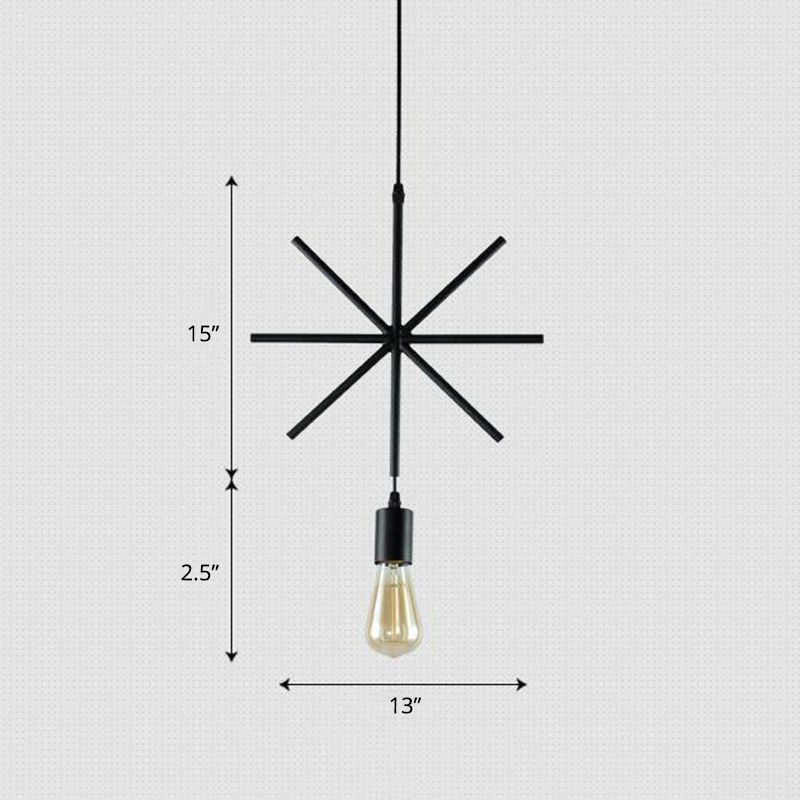 Luce a sospensione geometrica vintage Illuminazione a sospensione singola in metallo in nero per soggiorno