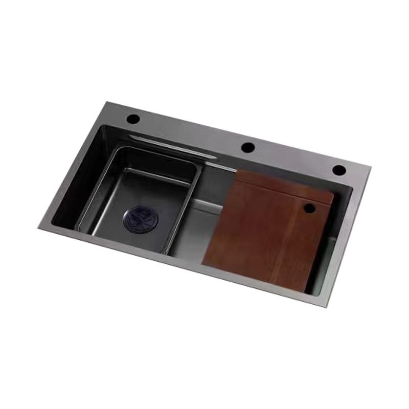 Black Kitchen Sink Single Bowl Cutting Board Top Mount Stainless Steel Kitchen Sink