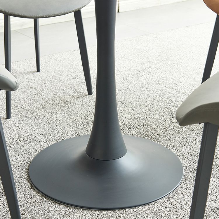 Contemporary Black Round Stone Dining Table with Tulip Style