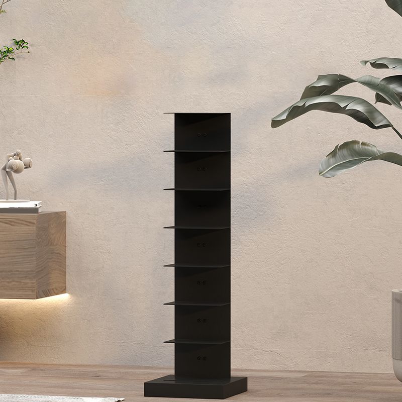 Contemporary Metal Bookshelf Black Geometric Shelf Bookcase for Study Room