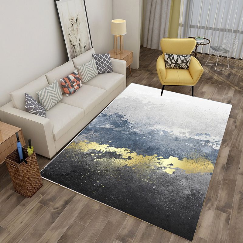 Green Stripe Rug Polyester Graphic Indoor Rug Stain Resistant Rug for Living Room