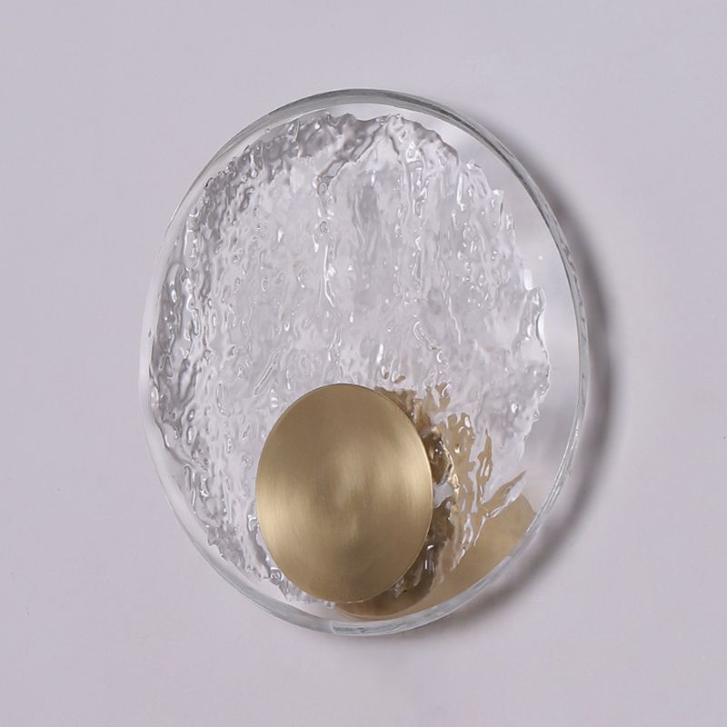 Modern Metal Wall Sconce Circle Shape Wall Light with Crystal Shade for Bedroom