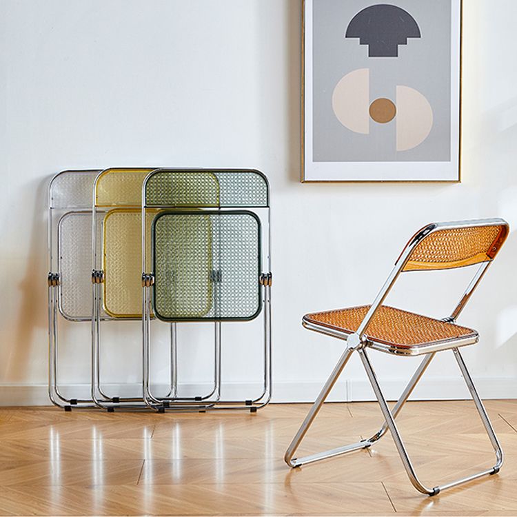 Chaise de salle à manger contemporaine en métal, chaise latérale pliante sans bras pour usage au restaurant