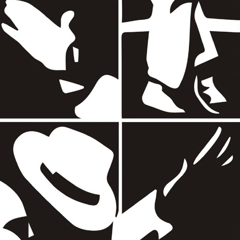 Black-White Mimes Element Murals Moisture-Resistant Modern Bedroom Wall Covering