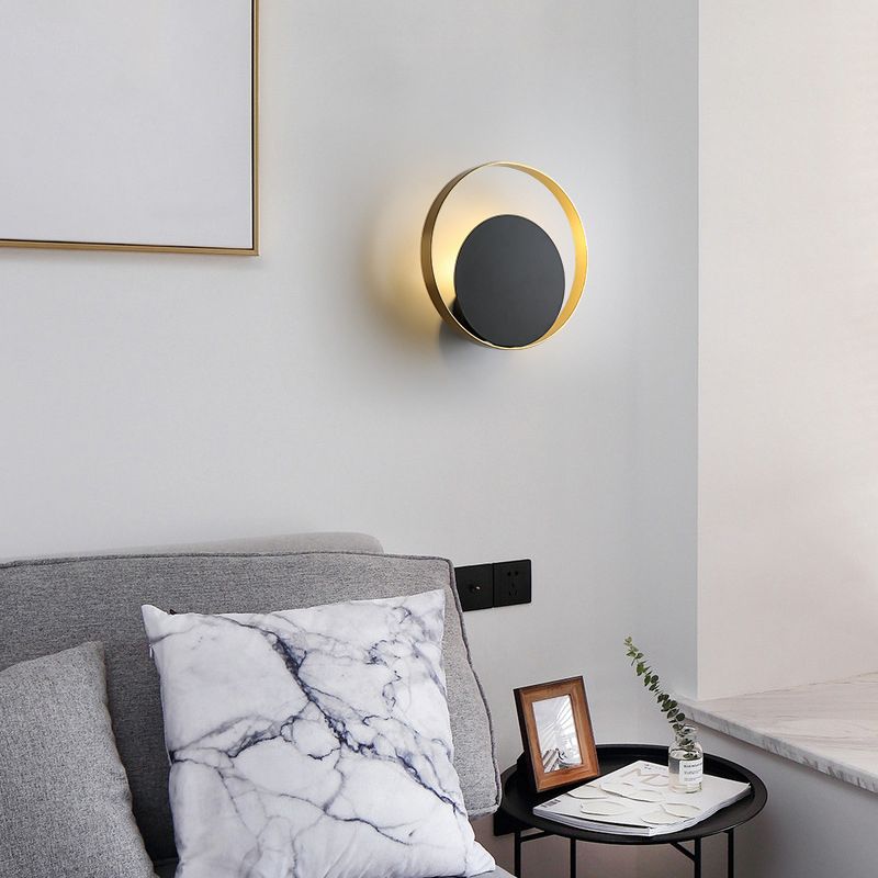 Electroplate Iron Single Wall Lamp in Modern Artistic Style Circular Indoor Wall Sconce