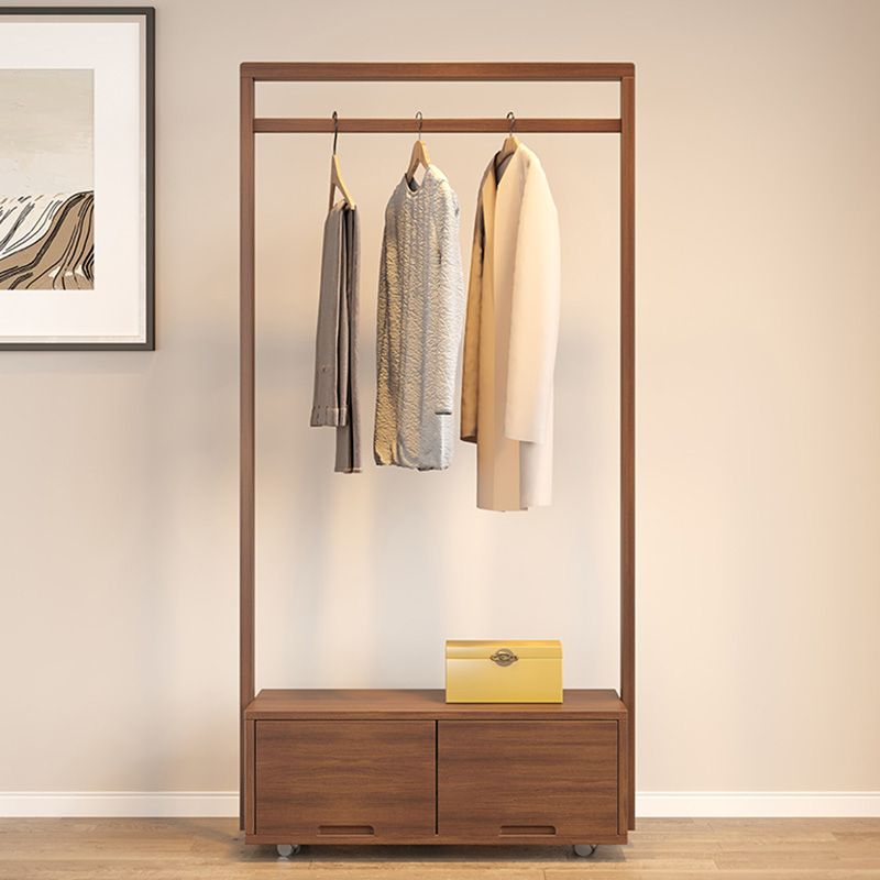 Wooden Open Wardrobe Modern Minimalist Bedroom Wardrobe Armoire with Drawers