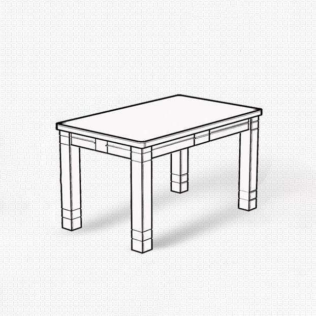 Traditional Solid Wood Rectangle Shape Dining Furniture 4 Wood Legs Table Formal for Home