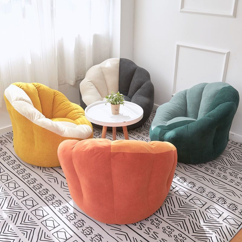 Faux Fur Arms Included Sloped Arms Sewn Pillow Back Chair for Living Room