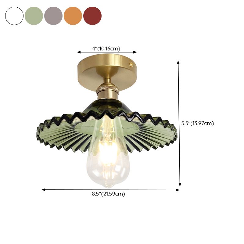 1-Light Ceiling Light Modern Ceiling Mount Lamp with Glass Shade for Bedroom