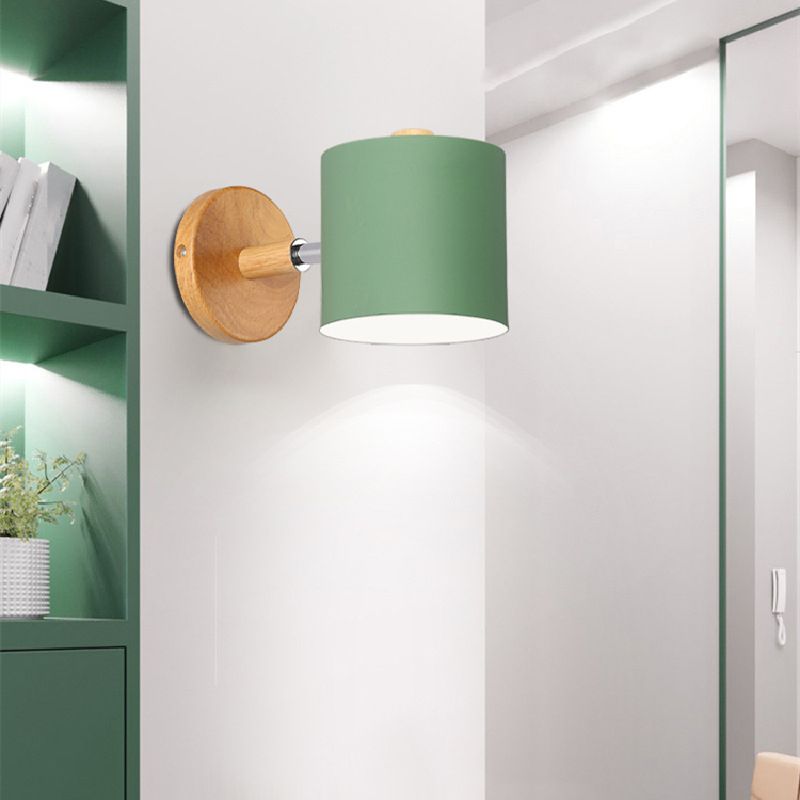Nordic Style Solid Wood Wall Lamp 3-Colors Optional Macaroon Sconce Lights for Bedroom Living Room