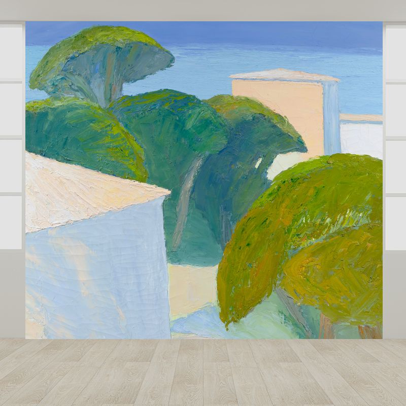Green Hill and Trees Mural Wallpaper for Ornament Modern Art Living Room Wall Covering