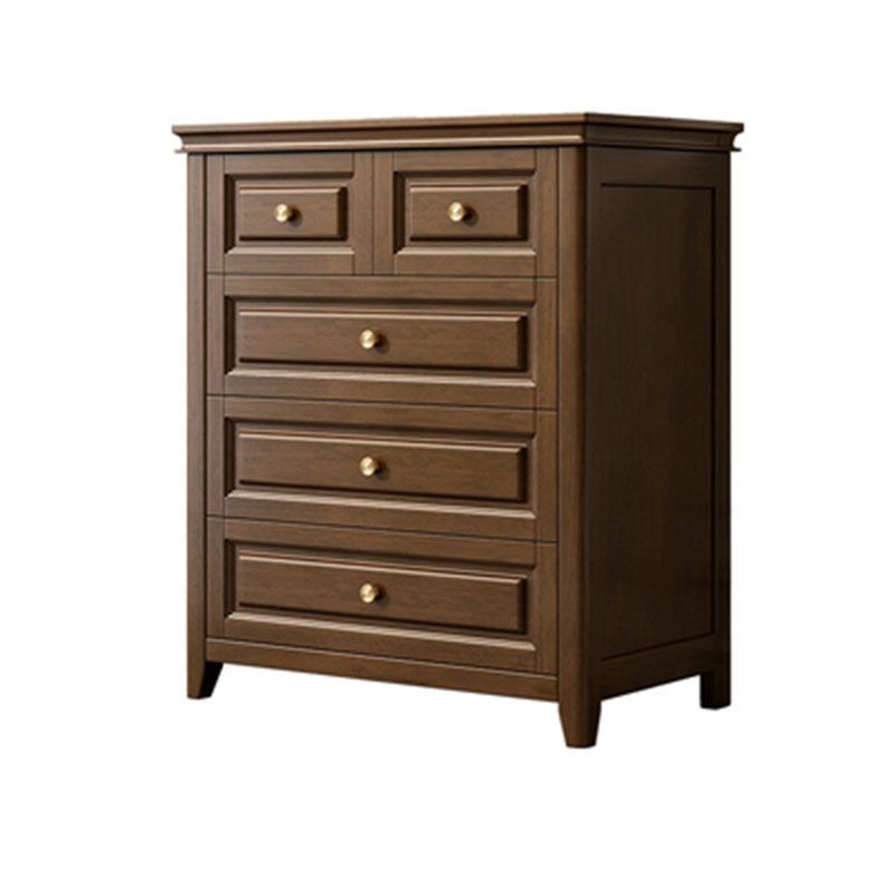 Glam Bedroom Storage Chest Wooden Chest in Brown with Drawers