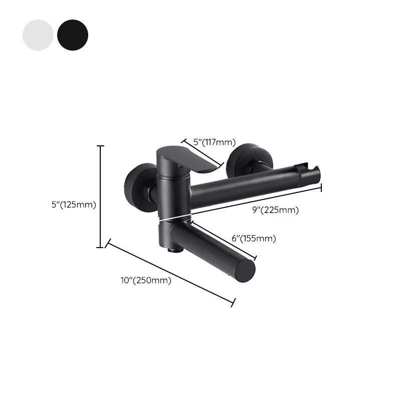 Wall Mounted Metal Tub Filler Single Handle Swivel Tub Faucet Trim
