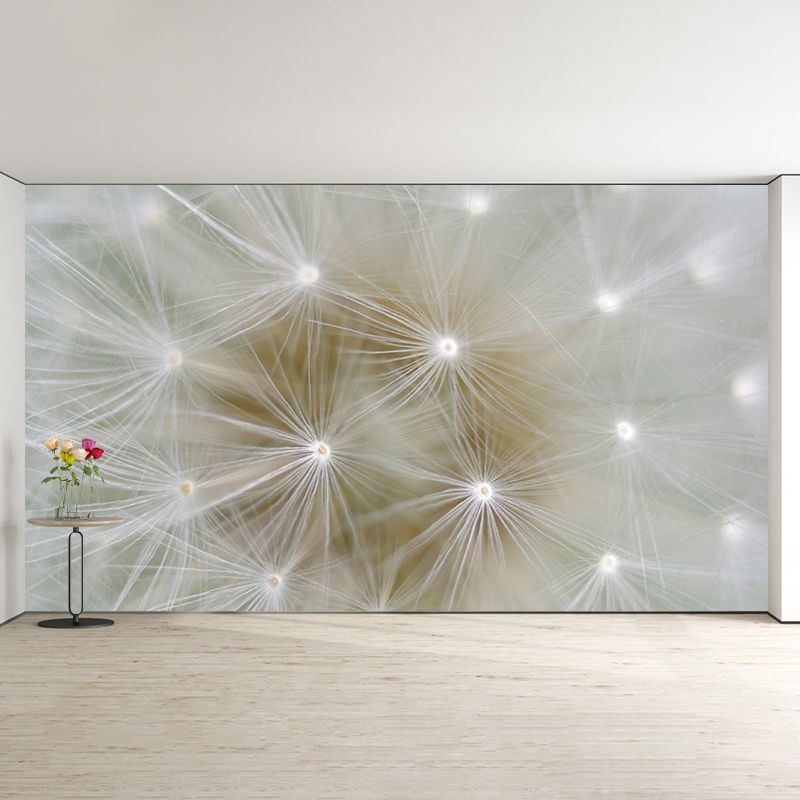White Dandelion Mural Wallpaper Moisture Resistant Wall Art for Living Room