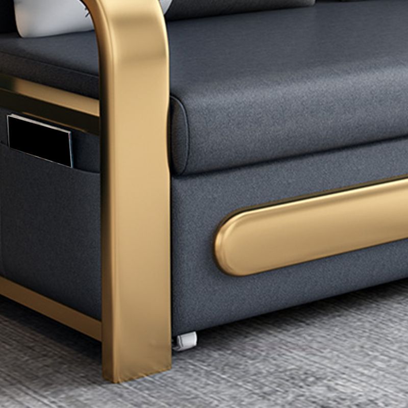 Glam Bonded Leather Futon Frame Cushion Back Square Arms Sleeper