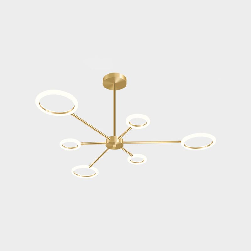 Acrylic Gold LED Pendant Light in Modern Artistic Style Lacquered Metal Chandelier for Living Room