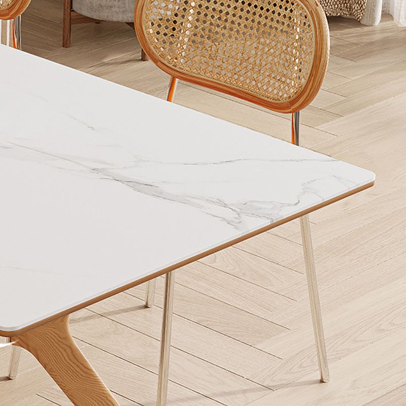 Nordic 1/4/5/7 Pieces Furniture Rectangle Stone Dining Table Set in White