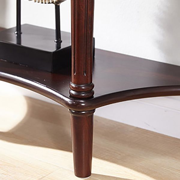 Rubbered Wood Console Table Solid Wood Accent Table with Drawer and Shelf