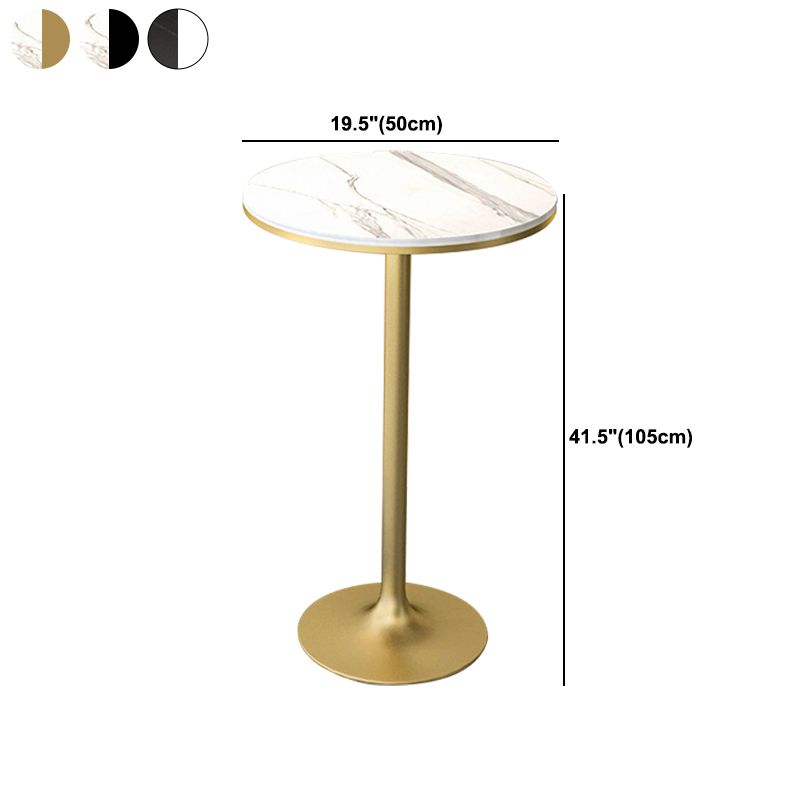 Glam Style Pub Table Round Bar Height 41.3"H Bar Table with Stone Top