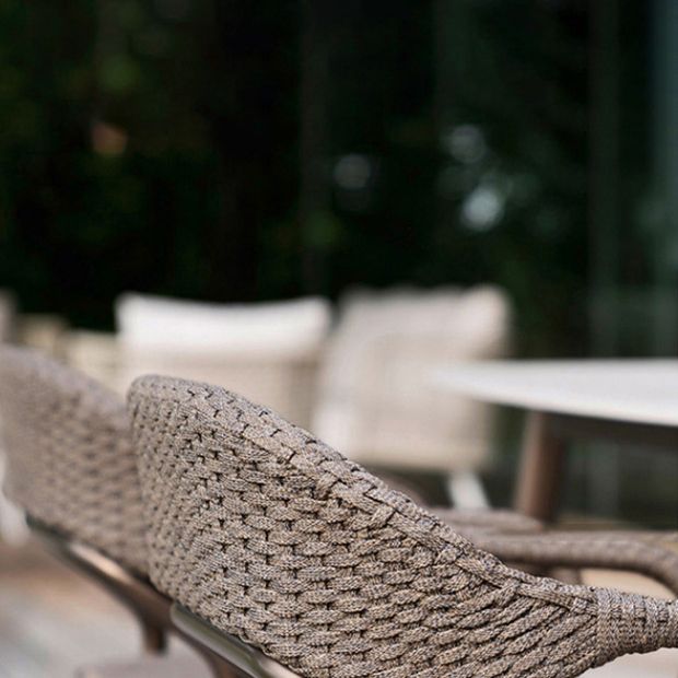 Boho Stone Top Dining Set 1/5/7 Pcs Dinette Table Set with Rattan Chairs