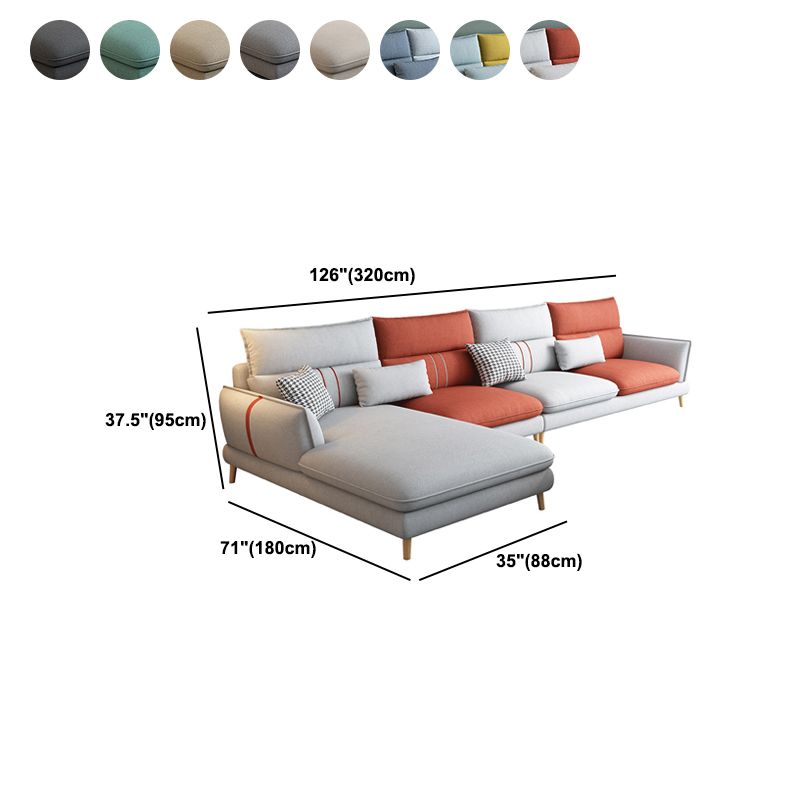 Contemporary Flared Arm Stationary Living Room Cushions Sofa Chaise
