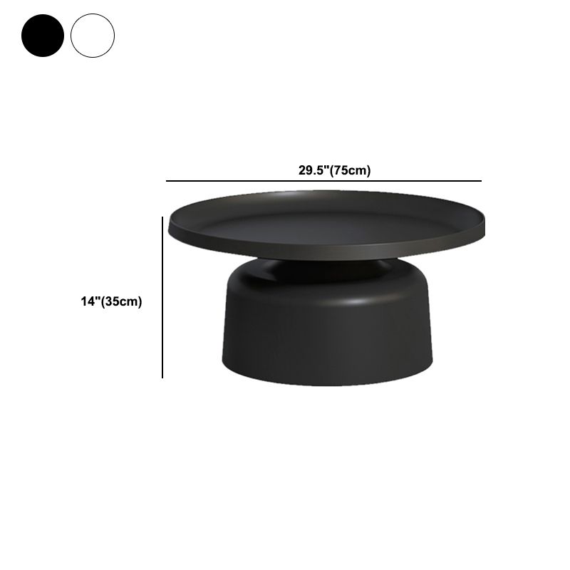 Black/White Metal Coffee Table Round Tray Top Cocktail Table