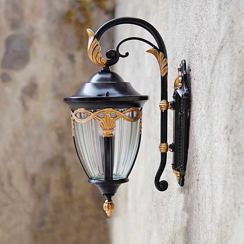 1 Light Acorn Wall Sconce Farmhouse Black Finish Clear Prismatic Glass Wall Lighting Ideas