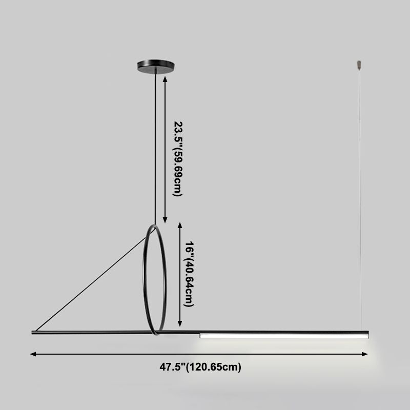 Lustre linéaire lustre moderne en métal simple îlot de plafond îlot de plafond en noir