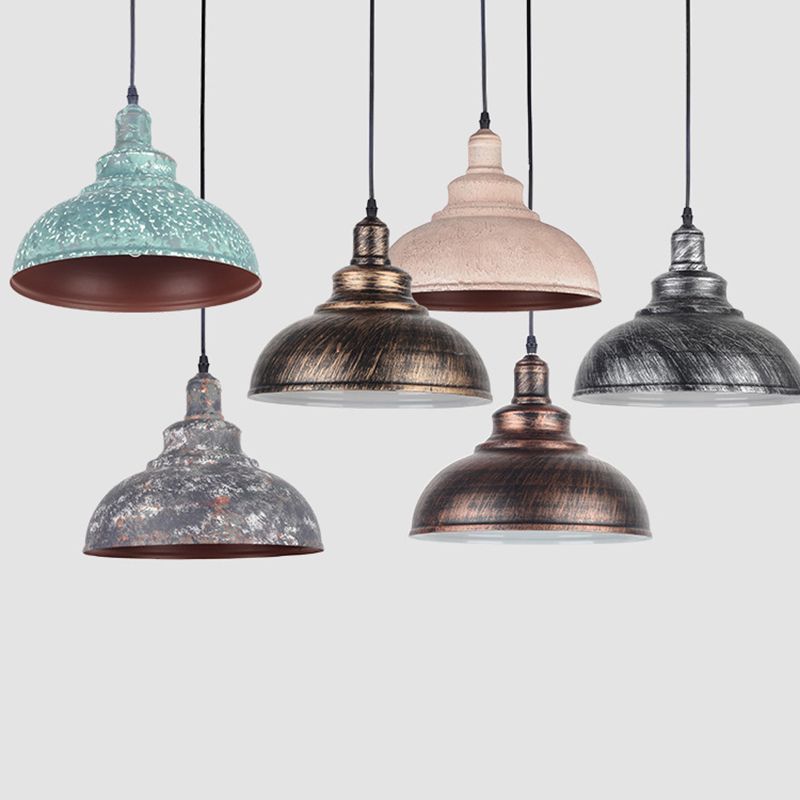 11.8" Wide Dome Hanging Lamp Vintage Industry Style Metal Pendant Light for Bedroom Living Room