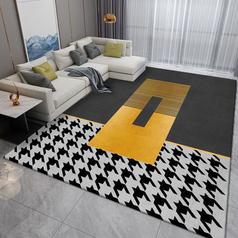 Grey Striped Rug Polyester Gorgeous Rug Washable Rug for Home Decor