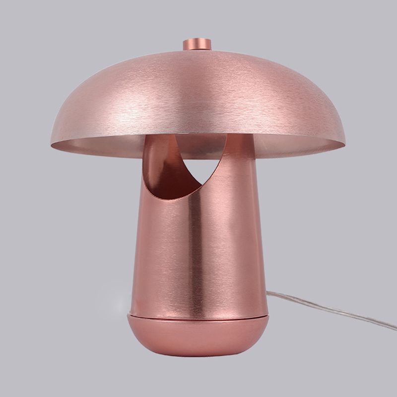 Lámpara de mesa de noche metálica contemporánea de 1 cabezal con iluminación de mesa abovedada de bronce/oro rosa para mesa de comedor