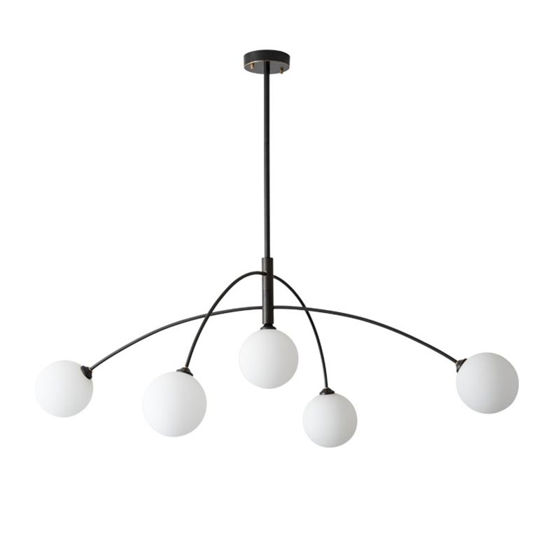 Ball Shape Glass Island Pendants Modern Style 5 Lights Island Pendant Lights