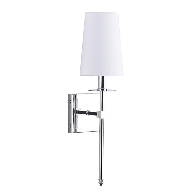 Modernism Single Polished Bathroom Vanity Light Fabric Shaded Bath Bar