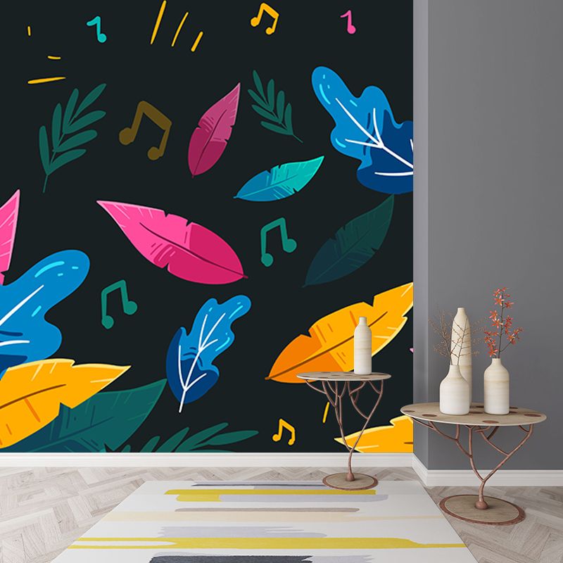 Cartoon Leafs Murals Tropical Style Leaves Murals for Home Decor