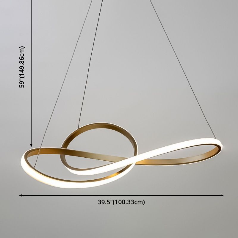 Modern Spiral Chandelier Light Fixtures Metallic Hanging Light Kit for Restaurant