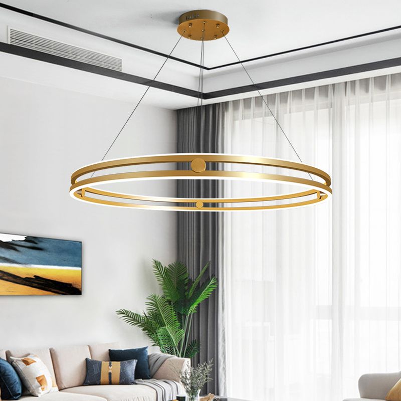 Modern Metal Chandelier Light Fixtures Round Suspension Pendant Lamps