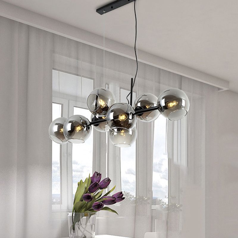 8-Lights Modernist Island Pendants Glass Pendant Lights for Dining Room