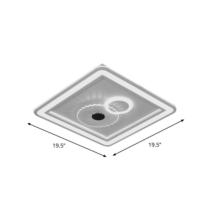 Acrylic Squared Ceiling Flush Modernism LED Flushmount Lighting in White for Bedroom