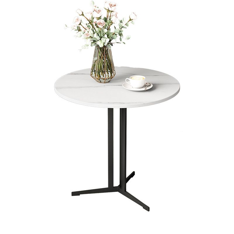 Cross Table Iron Base Design Rock Slab White/black Material Round Table Top Side Table