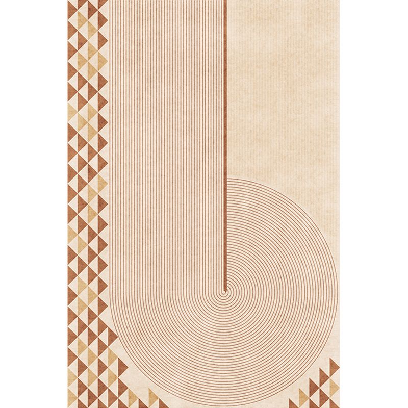 Modern Geometric Pattern Carpet Orange Polyester Area Rug Anti-Slip Easy Care Rug for Home Decor