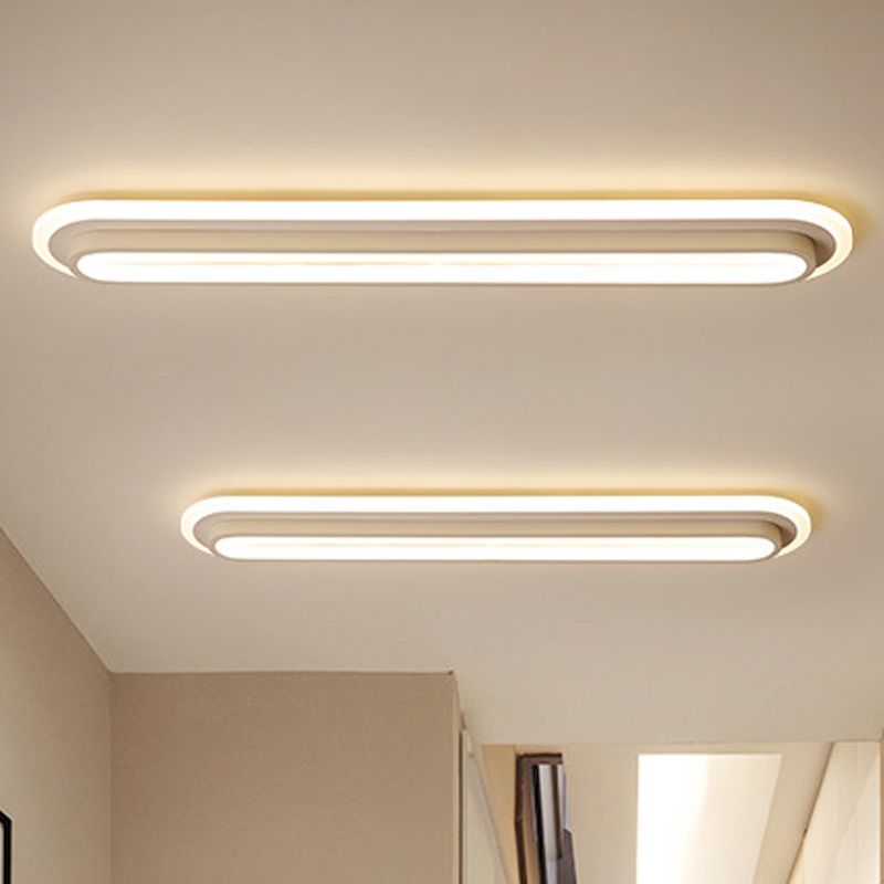 Lámpara de techo empotrada ovalada, lámpara de techo LED de metal contemporánea en blanco y negro con difusor acrílico en luz blanca/cálida, 19"/23"/31" de ancho