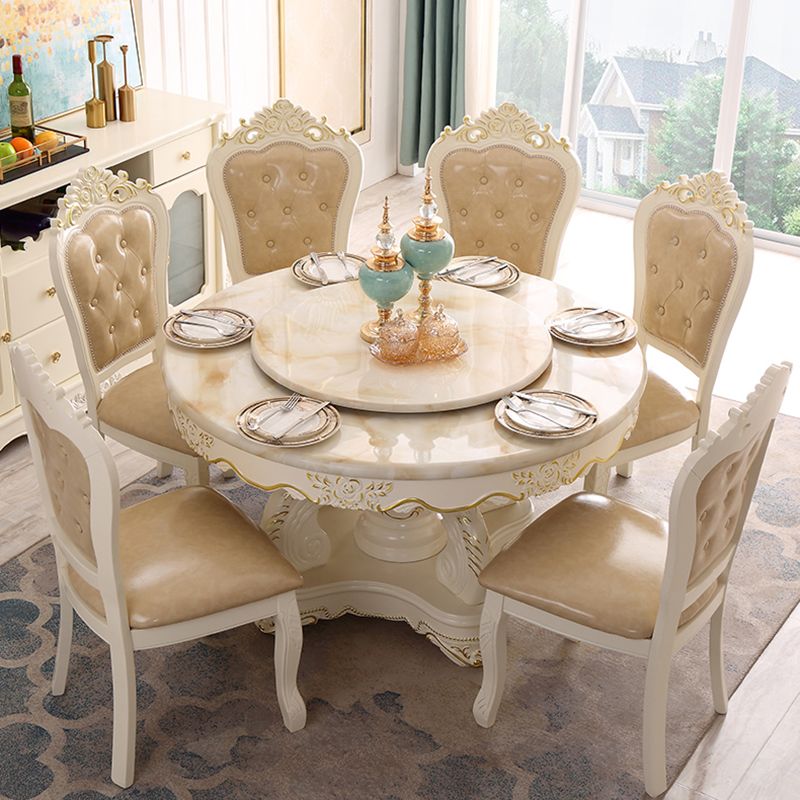 Table ronde victorienne en bois massif avec base de piédestal