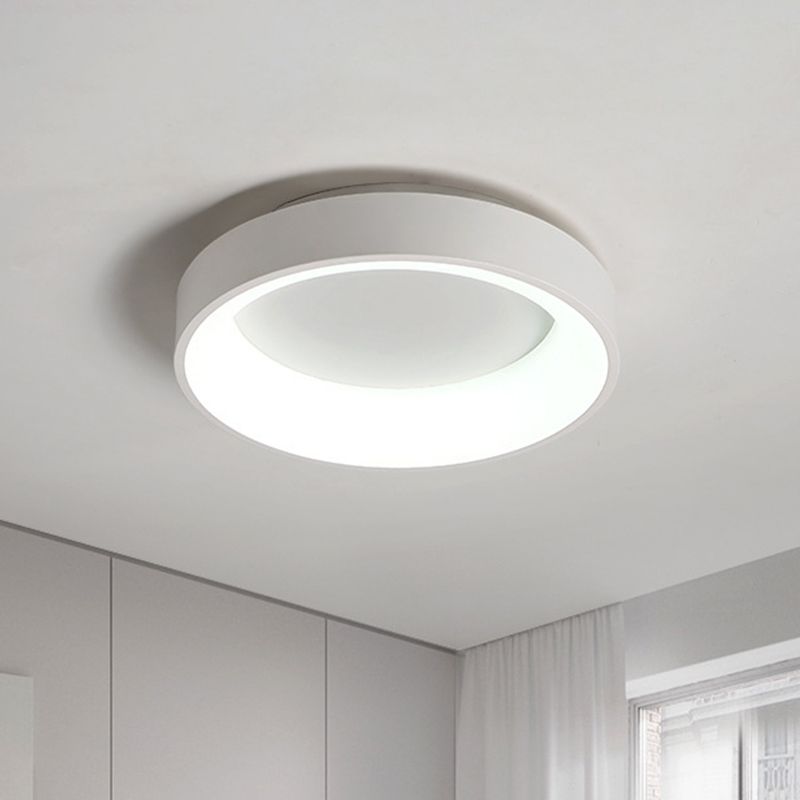 Round Flush Mount Recessed Lighting Simple Acrylic White/Grey 16/19.5 Inch W LED Ceiling Fixture with Hollow Design, Warm/White Light