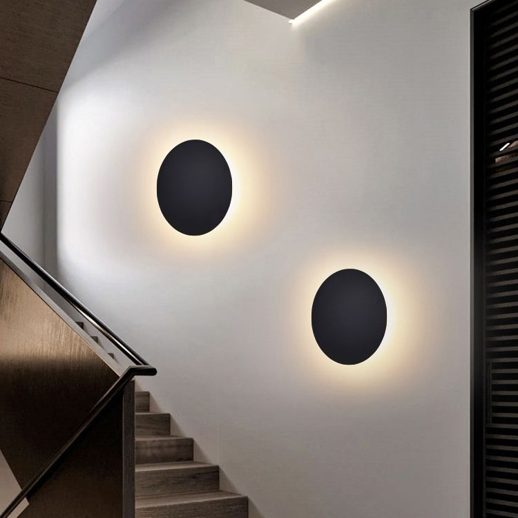 Modern Minimalist Style Round Disc Wall Light Sconces Metal Sconce Lights for Living Room